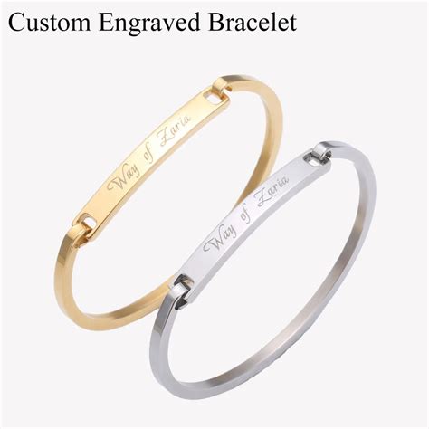 Stainless Steel Rose Gold Initial Bangle Bracelet 